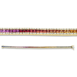 Armband mit Regenbogen-Saphiren und Brillanten in Rotgold 750