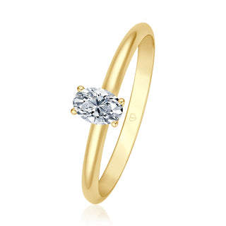 Verlobungsring Becoming mit ovalem Diamanten und Hidden Halo 0,27 ct in Gelbgold