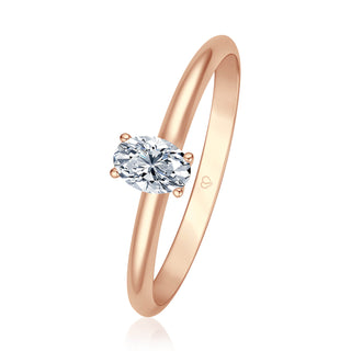 Verlobungsring Becoming mit ovalem Diamanten und Hidden Halo 0,27 ct in Rotgold