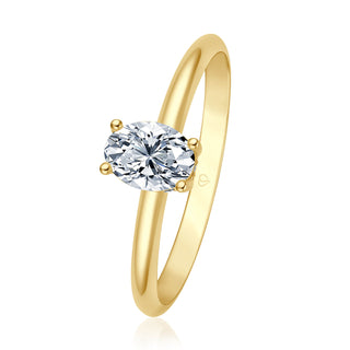 Verlobungsring Becoming mit ovalem Diamanten und Hidden Halo 0,52 ct in Gelbgold
