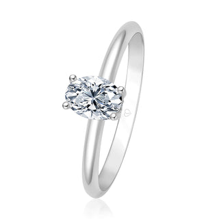 Verlobungsring Becoming mit ovalem Diamanten und Hidden Halo 0,52 ct in Weißgold