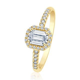 Verlobungsring Inspiring mit Emerald-Cut-Diamant und Brillanten 0,65 ct in Gelbgold