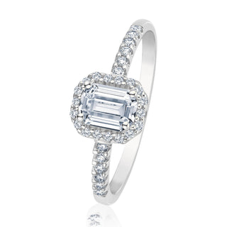 Verlobungsring Inspiring mit Emerald-Cut-Diamant und Brillanten 0,65 ct in Weißgold