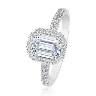 Verlobungsring Inspiring mit Emerald-Cut-Diamant und Brillanten 1,20 ct in Weißgold