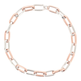 Gliederkette bicolor in Silber rosévergoldet und rhodiniert