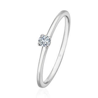 Verlobungsring Solitär mit Brillant 0,09 ct in Weißgold 375