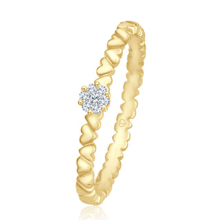 Verlobungsring Serenity mit Herzstruktur und Brillant-Bouquet in Gelbgold