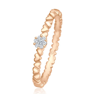 Verlobungsring Serenity mit Herzstruktur und Brillant-Bouquet in Rotgold