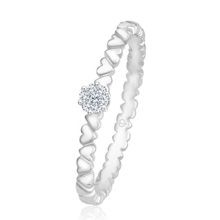 Verlobungsring Serenity mit Herzstruktur und Brillant-Bouquet in Weißgold