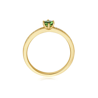 Ring mit Chrom Turmalin und Brillanten in Gelbgold – Seitenansicht
