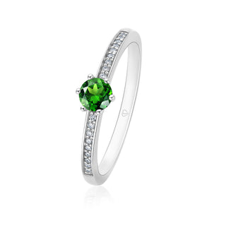 Ring mit Chrom Turmalin und Brillanten in Weißgold