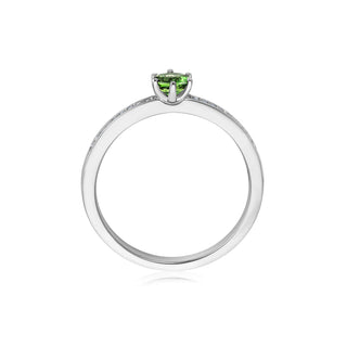Ring mit Chrom Turmalin und Brillanten in Weißgold – Seitenansicht