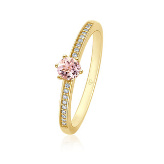Ring mit Morganit und Brillanten in Gelbgold