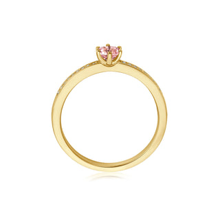 Ring mit Morganit und Brillanten in Gelbgold – Seitenansicht