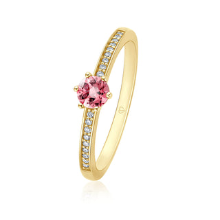 Ring mit Rosa Turmalin und Brillanten in Gelbgold