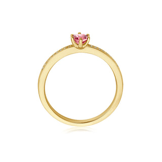 Ring mit Rosa Turmalin und Brillanten in Gelbgold – Seitenansicht