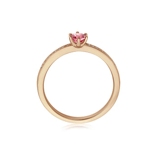 Ring mit Rosa Turmalin und Brillanten in Roségold – Seitenansicht
