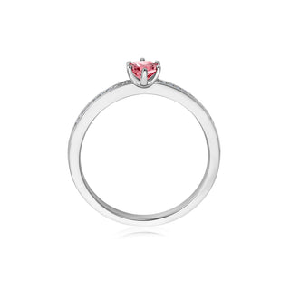 Ring mit Rosa Turmalin und Brillanten in Weißgold – Seitenansicht