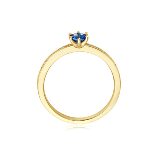 Ring mit Tansanit und Brillanten in Gelbgold – Seitenansicht