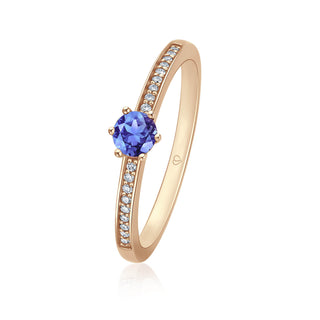 Ring mit Tansanit und Brillanten in Roségold
