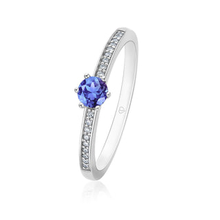 Ring mit Tansanit und Brillanten in Weißgold