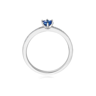 Ring mit Tansanit und Brillanten in Weißgold – Seitenansicht
