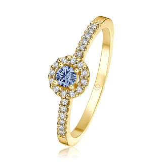 Schmuckring Darling mit Tansanit und Brillanten in Gelbgold